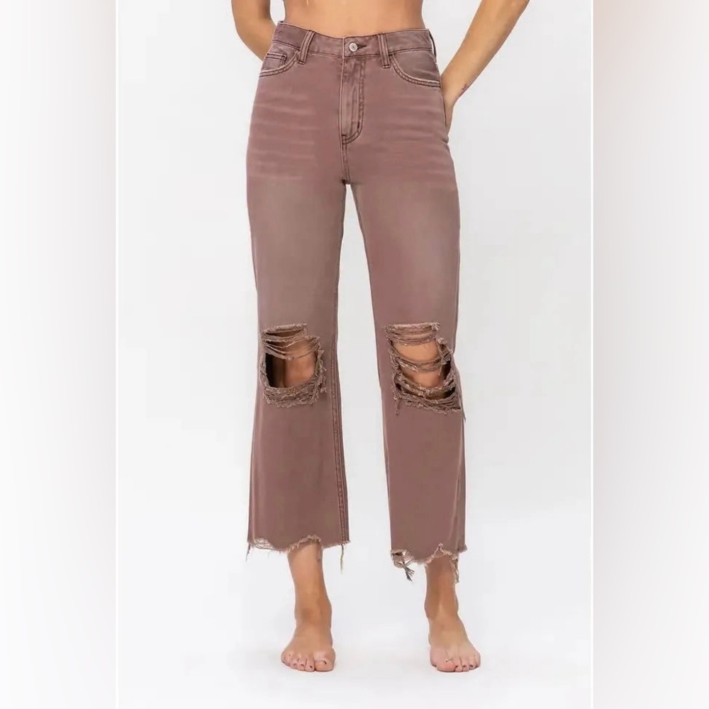 Vervet Pastel 90's Vintage Boyfriend Cropped Flare Jean - Size 28 - Picture 2 of 15